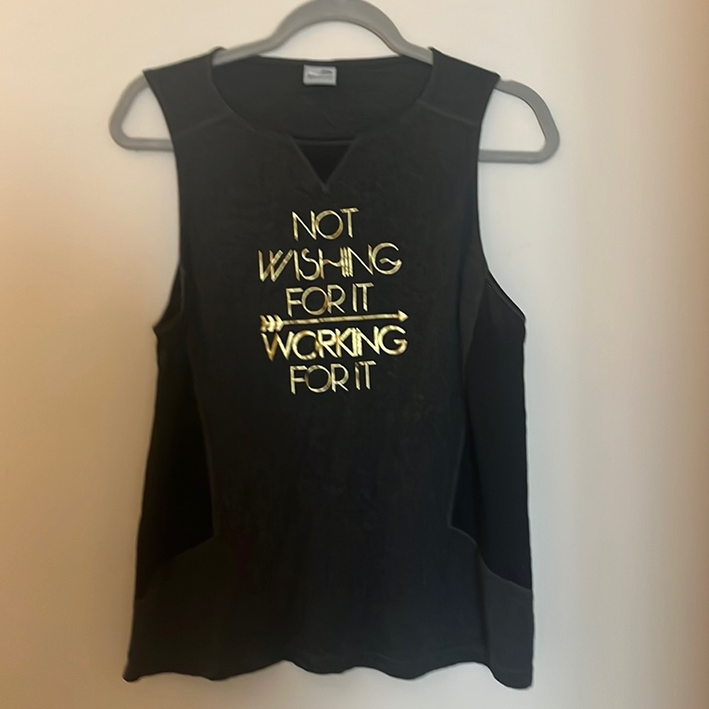 C9 Champions Women’s Dark Grey/Black/Gold Workout Tank With Graphic Size Medium